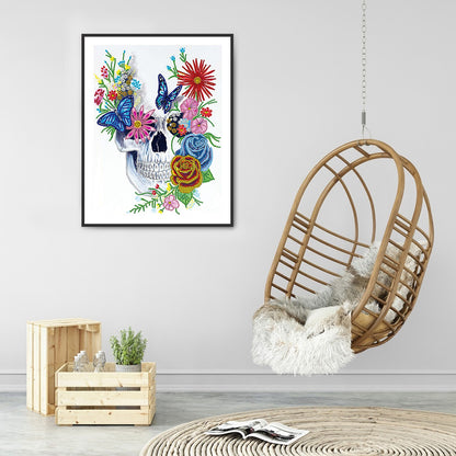 Flower Skull - Special Shaped Drill Diamond Paiting 30*40CM