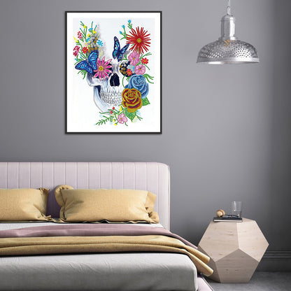 Flower Skull - Special Shaped Drill Diamond Paiting 30*40CM