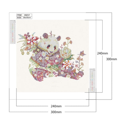 Flower Panda - Special Shaped Drill Diamond Paiting 30*30CM