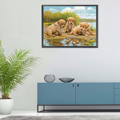 Puppy - Full Round Drill Diamond Painting 40*30CM