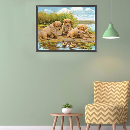 Puppy - Full Round Drill Diamond Painting 40*30CM