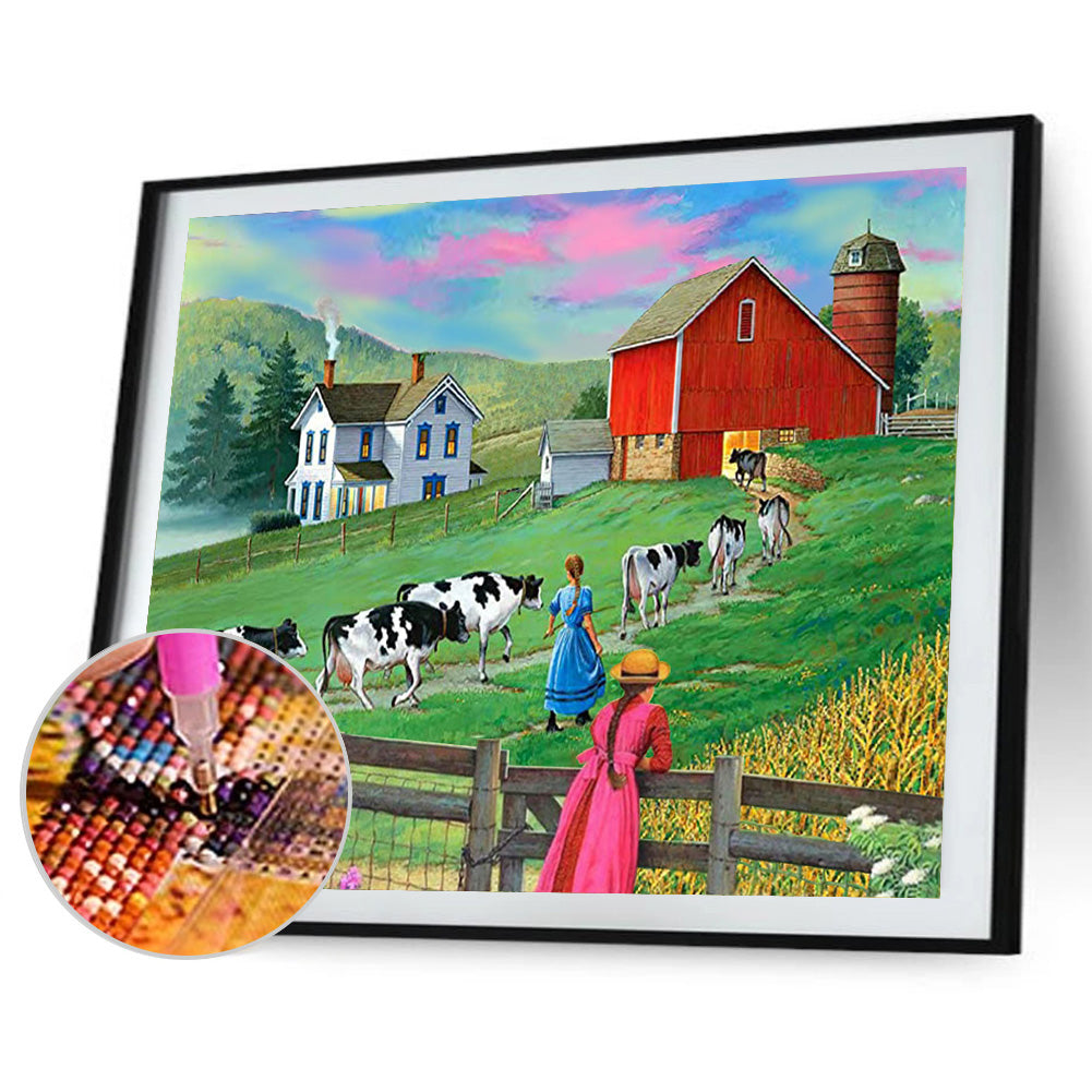 Manor Farm - Full Round Drill Diamond Painting 40*30CM