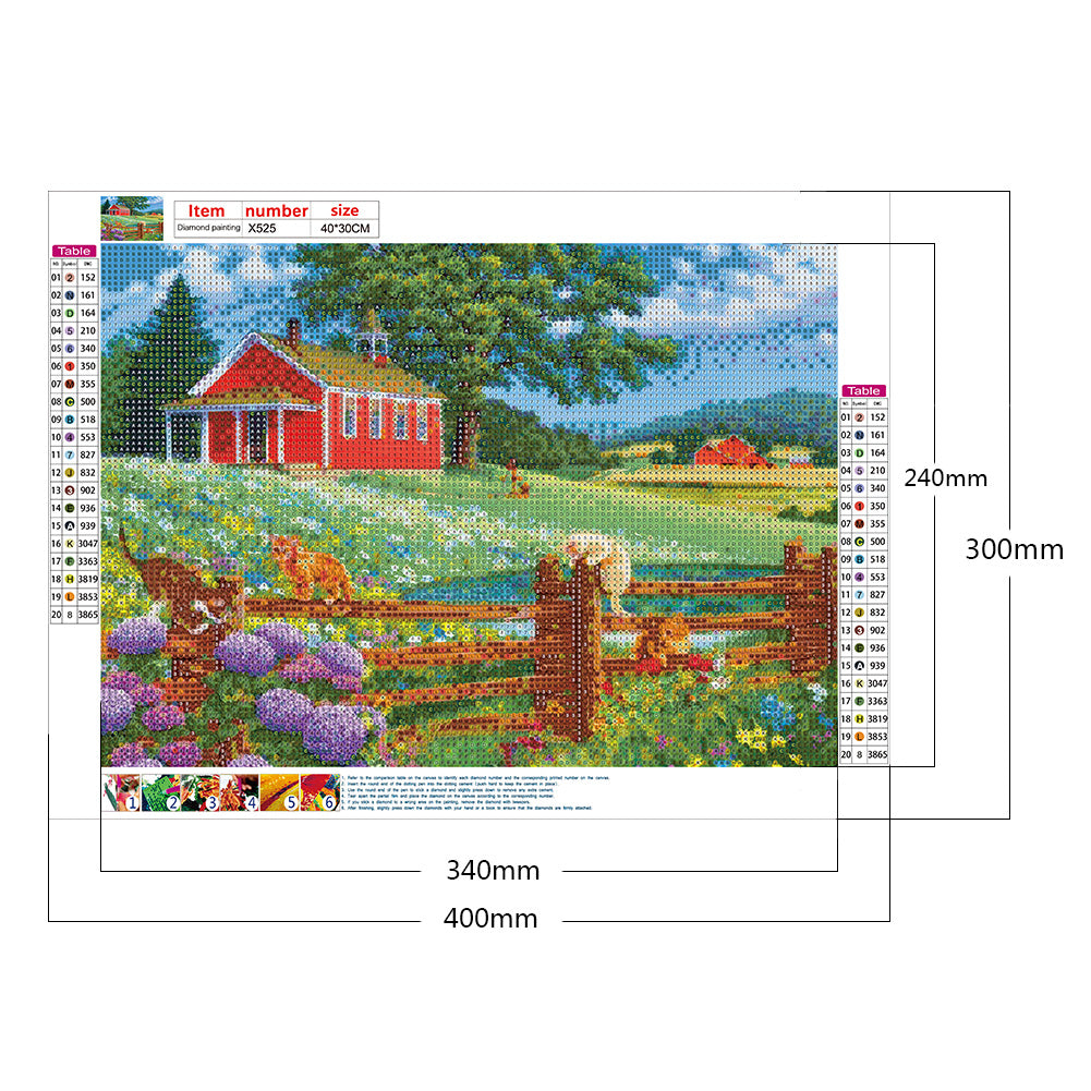 Manor Farm - Full Round Drill Diamond Painting 40*30CM