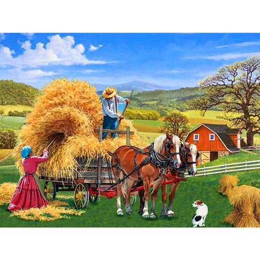 Manor Farm - Full Round Drill Diamond Painting 40*30CM
