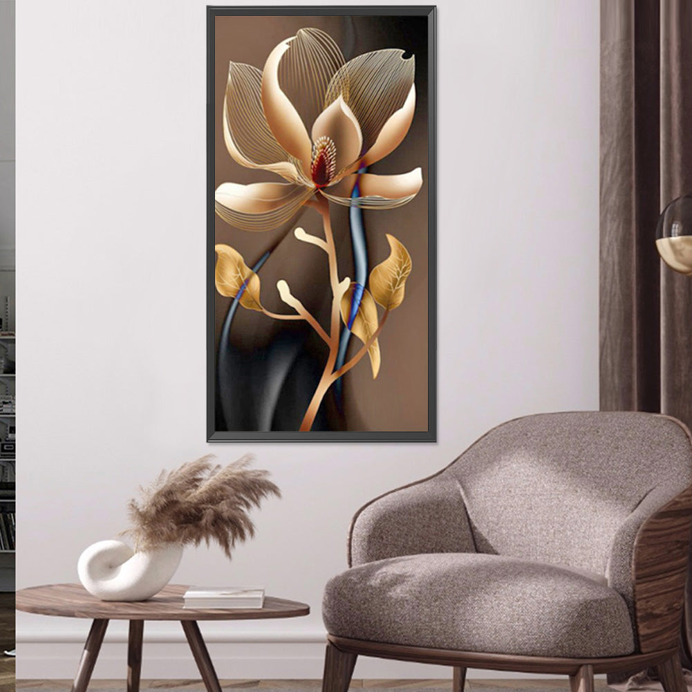 Golden Flowers - Full Round Drill Diamond Painting 40*80CM