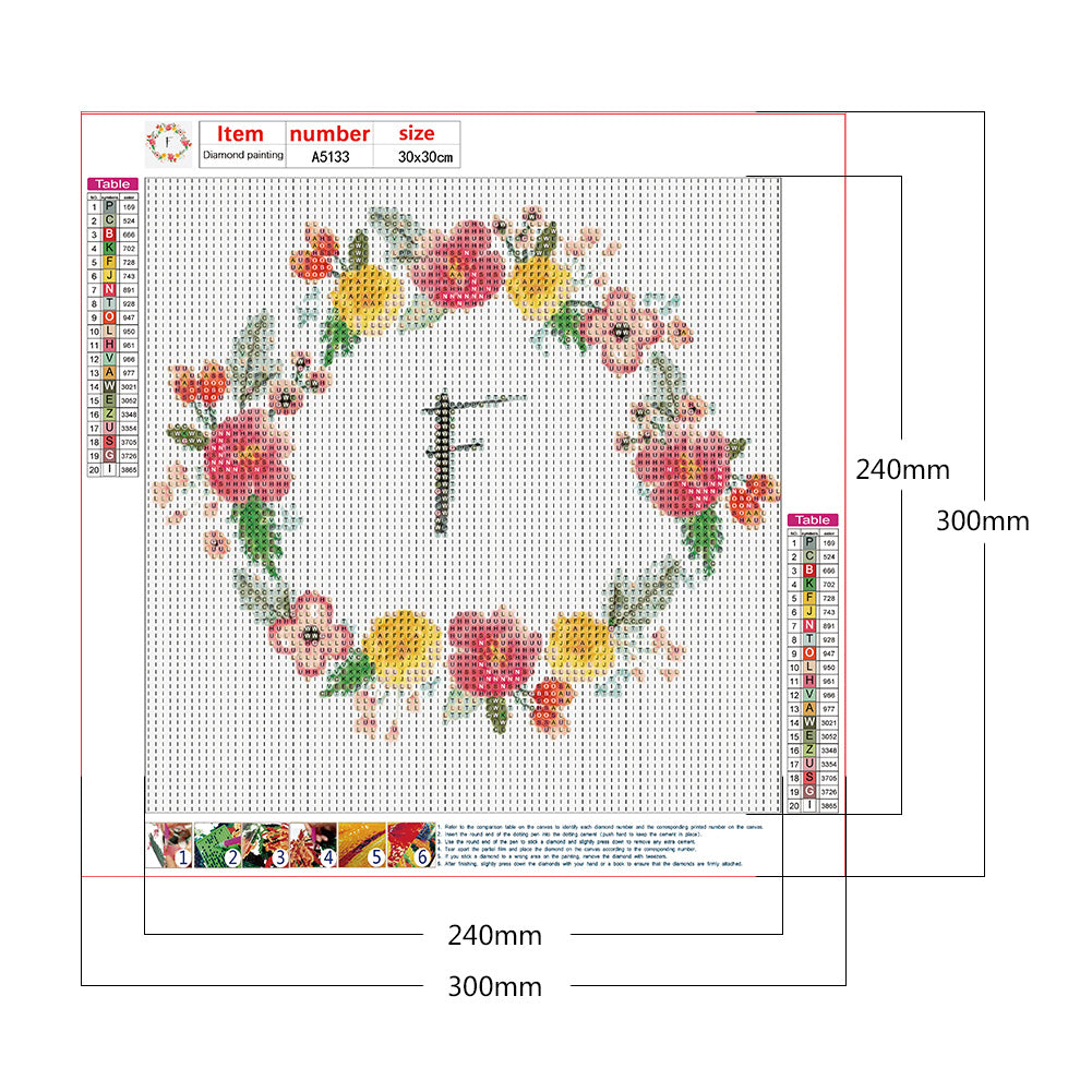 Letter F - Full Round Drill Diamond Painting 30*30CM