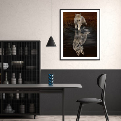 Wolf Reflection - Full Round Drill Diamond Painting 30*40CM