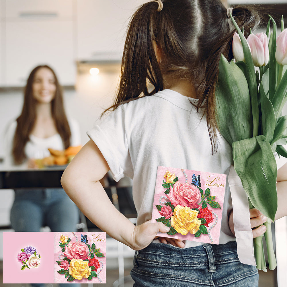8pcs DIY Diamond Painting Greeting Cards Mosaic Thanks Birthday Postcards