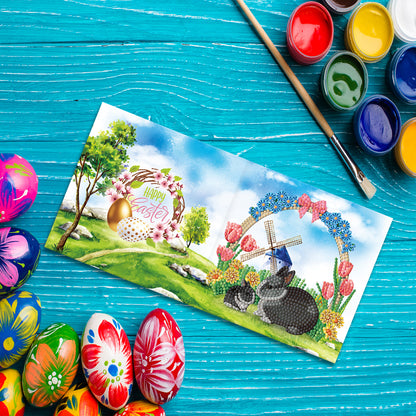 8pcs DIY Diamond Painting Greeting Cards Mosaic Thanks Birthday Postcards