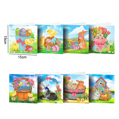 8pcs DIY Diamond Painting Greeting Cards Mosaic Thanks Birthday Postcards