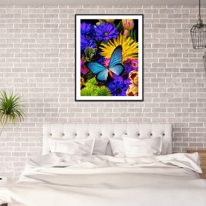 Flower Butterfly - Full Round Drill Diamond Painting 30*40CM
