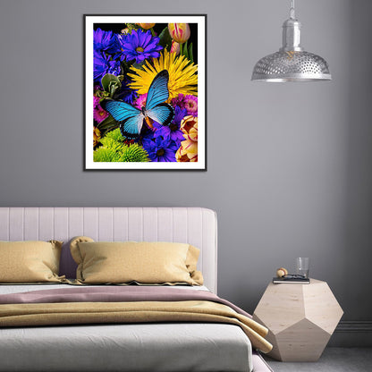 Flower Butterfly - Full Round Drill Diamond Painting 30*40CM