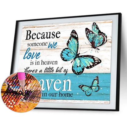 Butterfly Text Illustration - Full Round Drill Diamond Painting 50*40CM