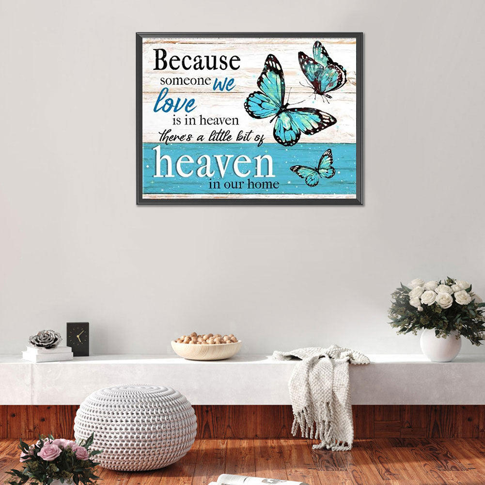 Butterfly Text Illustration - Full Round Drill Diamond Painting 50*40CM