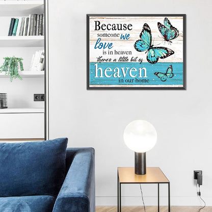 Butterfly Text Illustration - Full Round Drill Diamond Painting 50*40CM
