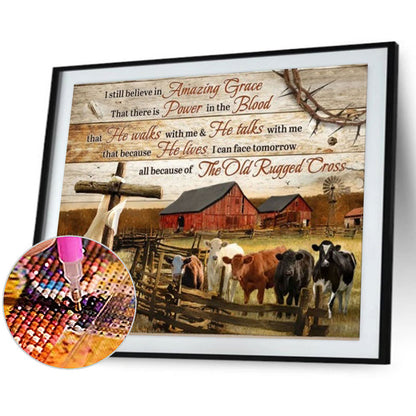 Farm Animals Calligraphy And Painting - Full Round Drill Diamond Painting 50*40CM