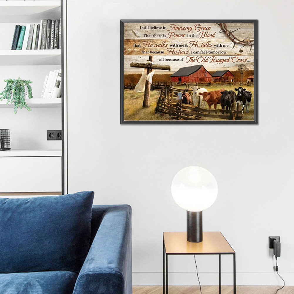 Farm Animals Calligraphy And Painting - Full Round Drill Diamond Painting 50*40CM
