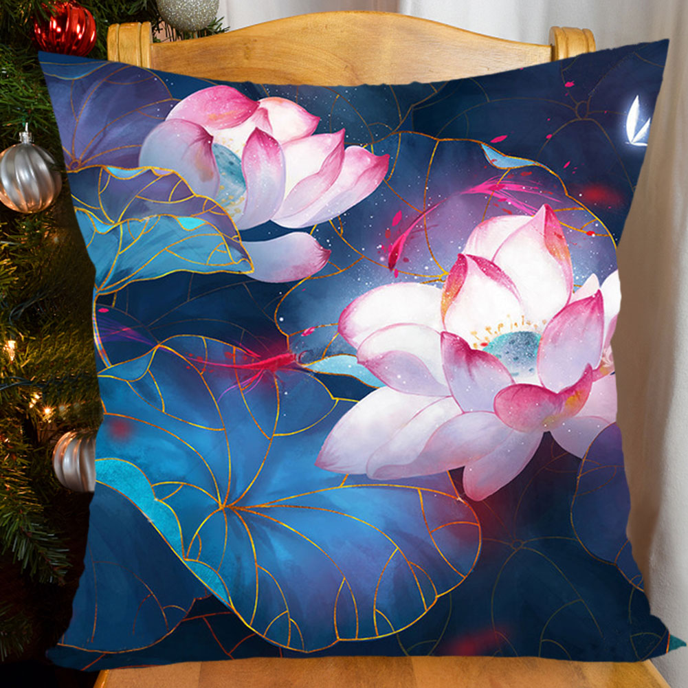 Cross Stitch Pillow Case 11CT Flower Stamped DIY Embroidery Kits Pillowcase