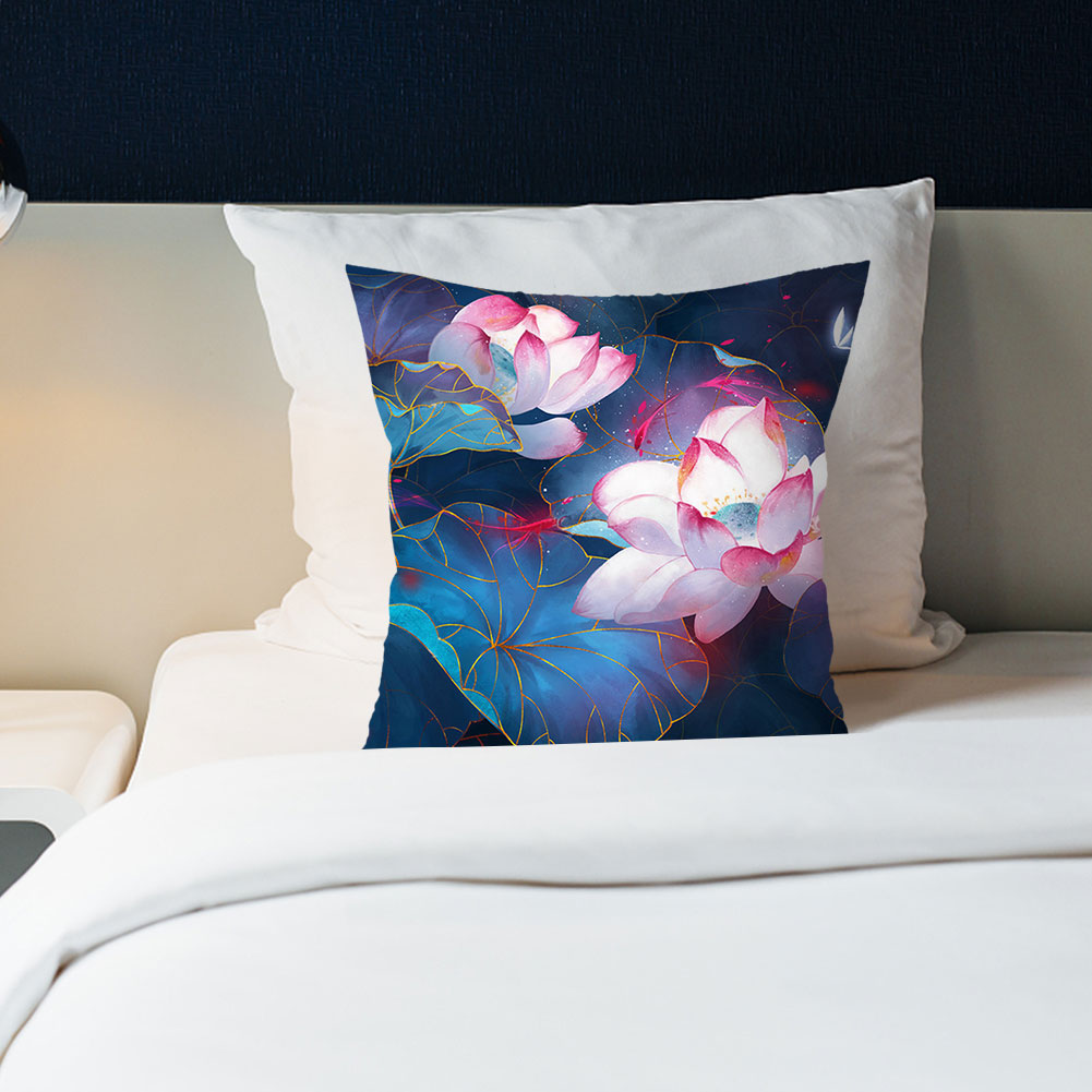 Cross Stitch Pillow Case 11CT Flower Stamped DIY Embroidery Kits Pillowcase