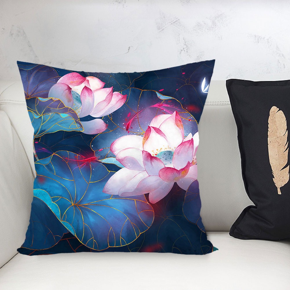 Cross Stitch Pillow Case 11CT Flower Stamped DIY Embroidery Kits Pillowcase