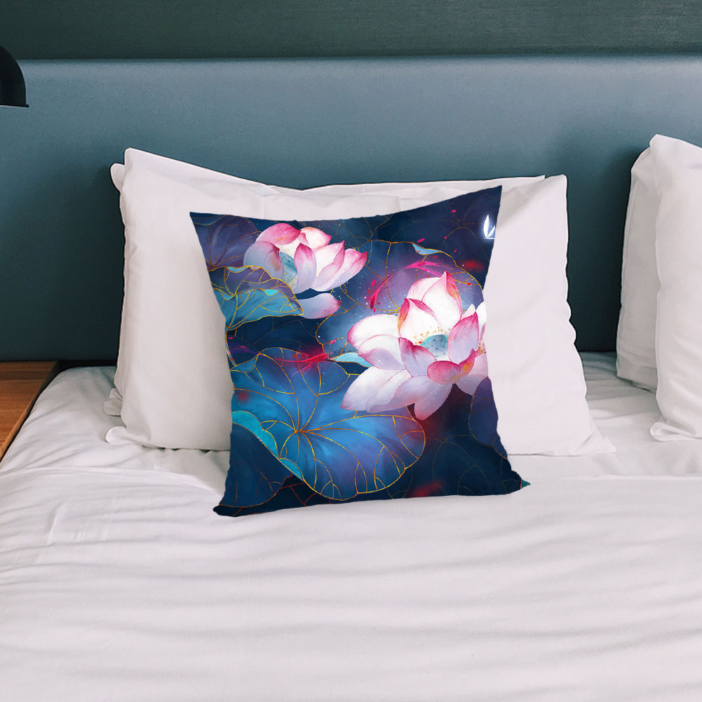 Cross Stitch Pillow Case 11CT Flower Stamped DIY Embroidery Kits Pillowcase