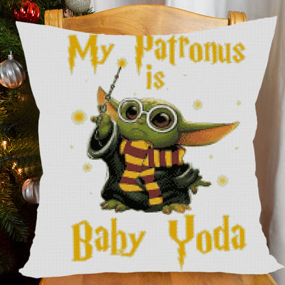 Cross Stitch Pillow Case 11CT Yoda Stamped DIY Embroidery Printed Cover