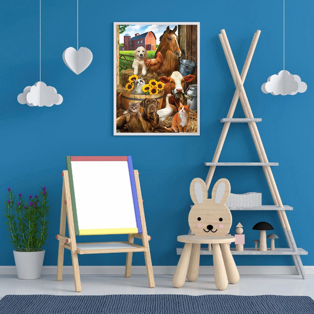 Farm Cows And Horses - Full Round Drill Diamond Painting 30*40CM