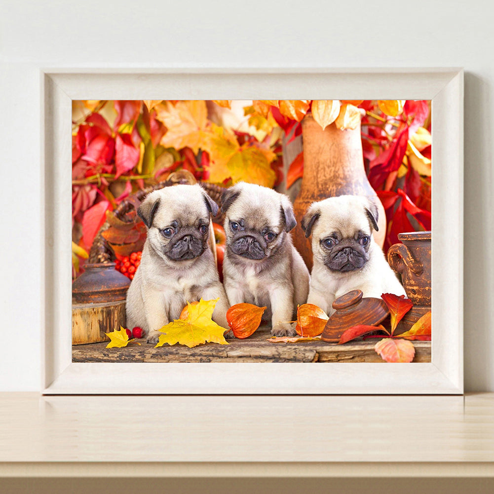 Three Puppies - Full Square Drill Diamond Painting 30*40CM