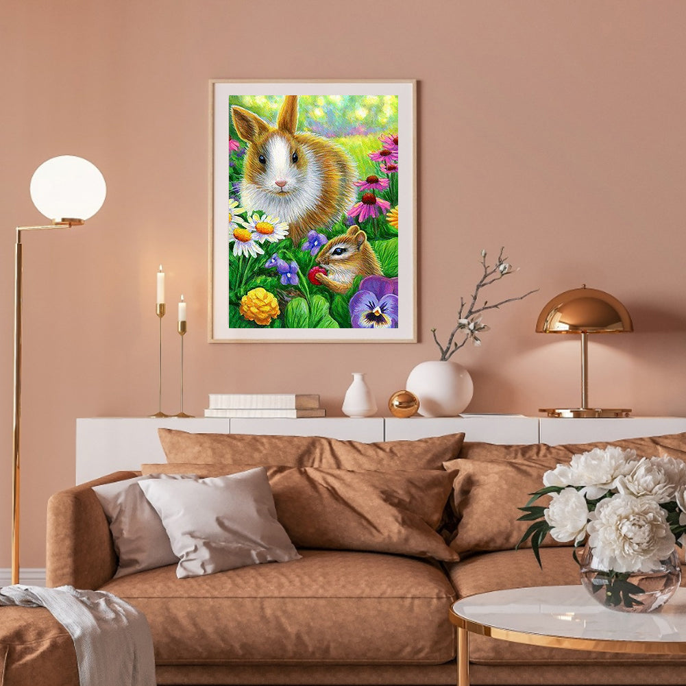 Squirrel And Rabbit - Full Square Drill Diamond Painting 30*40CM