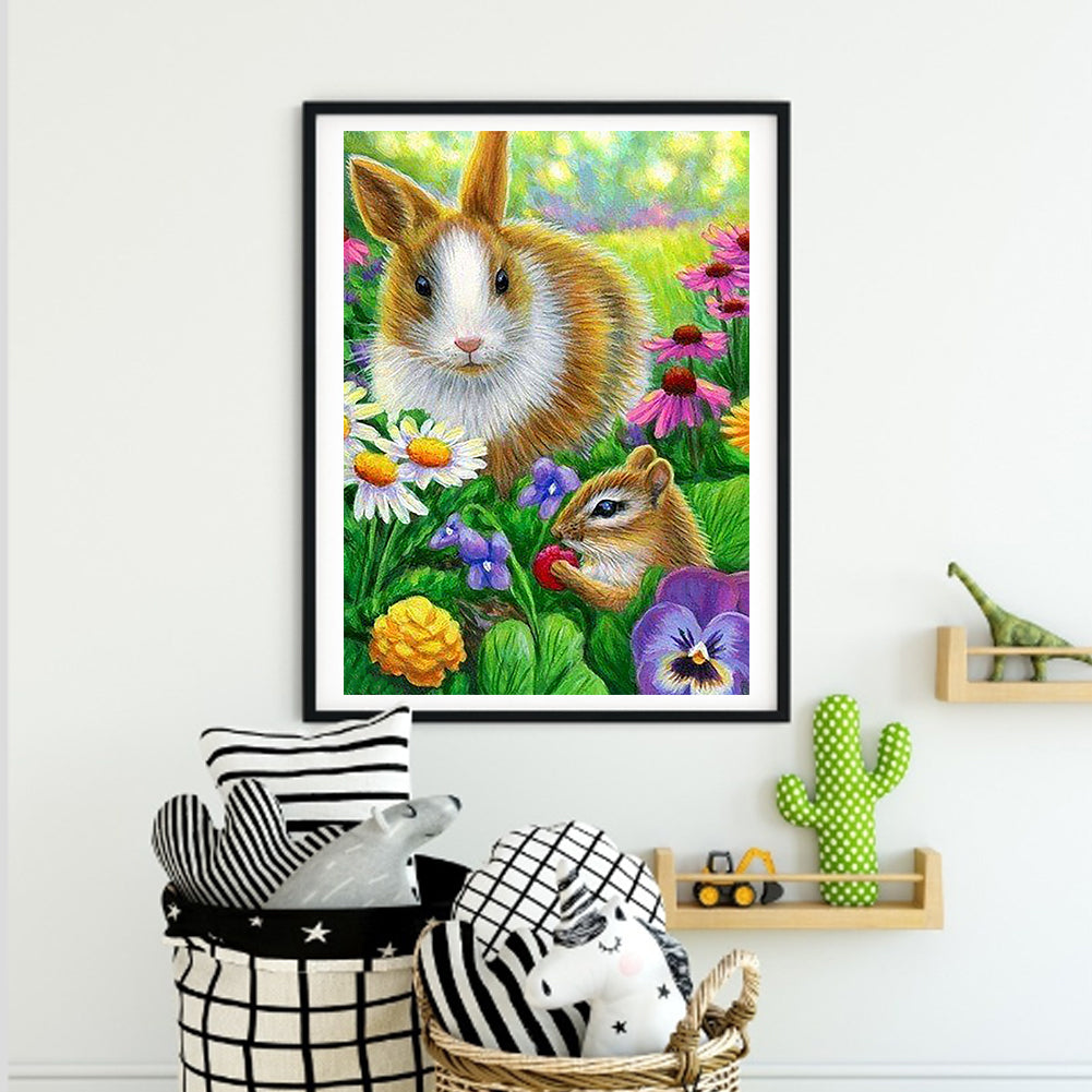 Squirrel And Rabbit - Full Square Drill Diamond Painting 30*40CM