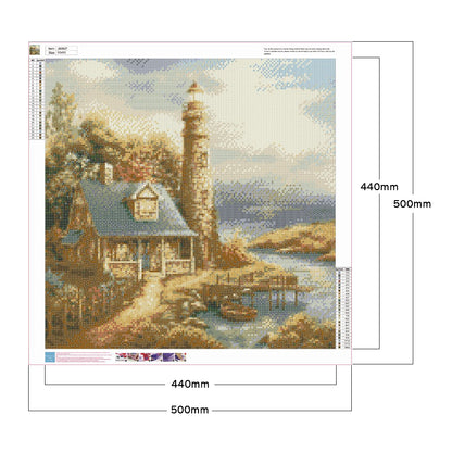 Lighthouse House - Full Round Drill Diamond Painting 50*50CM
