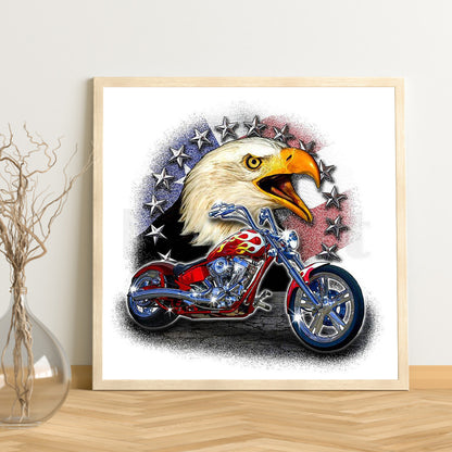 Eagle Motorcycle - Full Round Drill Diamond Painting 50*50CM