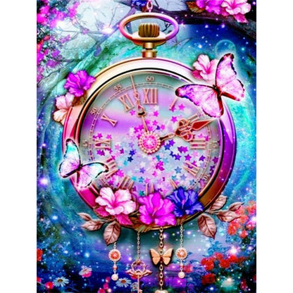 Beautiful Clock - Full Round Drill Diamond Painting 30*40CM