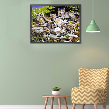 Wolf Family - Full Round Drill Diamond Painting 50*40CM