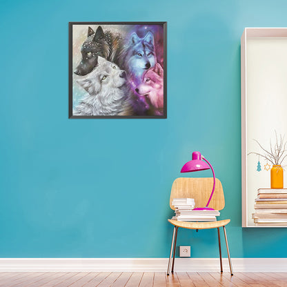 Flower Wolf - Full Round Drill Diamond Painting 50*50CM