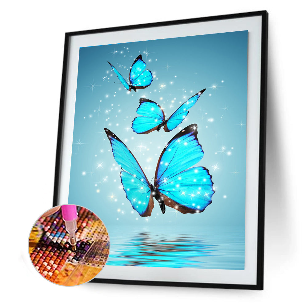 Crystal Blue Butterfly - Full Square Drill Diamond Painting 30*40CM