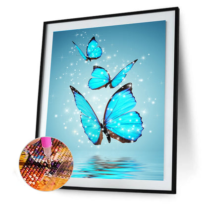 Crystal Blue Butterfly - Full Square Drill Diamond Painting 30*40CM
