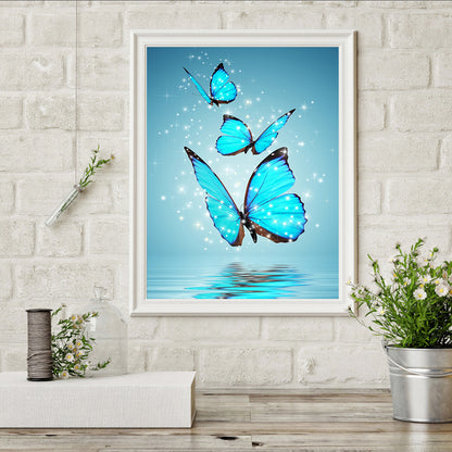 Crystal Blue Butterfly - Full Square Drill Diamond Painting 30*40CM