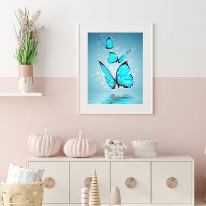 Crystal Blue Butterfly - Full Square Drill Diamond Painting 30*40CM