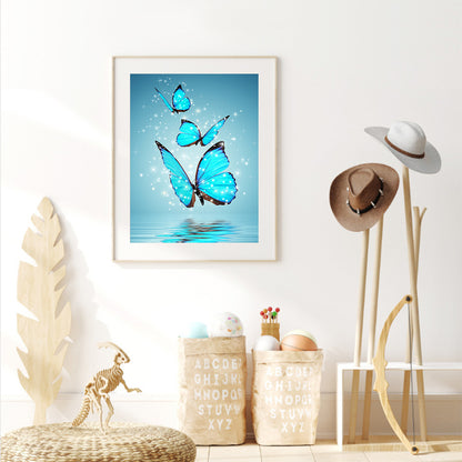 Crystal Blue Butterfly - Full Square Drill Diamond Painting 30*40CM