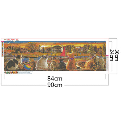 Viewing Cat - Full Round Drill Diamond Painting 90*30CM