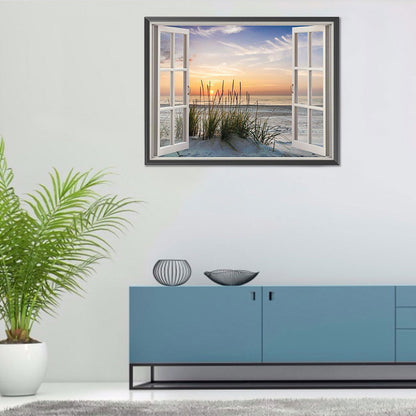 Beach Outside The Window - Full Round Drill Diamond Painting 40*30CM