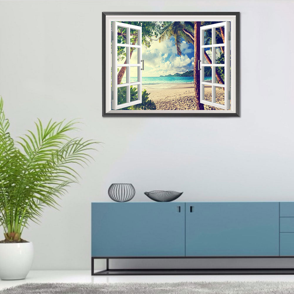 Beach Outside The Window - Full Round Drill Diamond Painting 40*30CM
