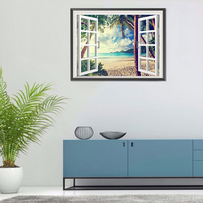 Beach Outside The Window - Full Round Drill Diamond Painting 40*30CM