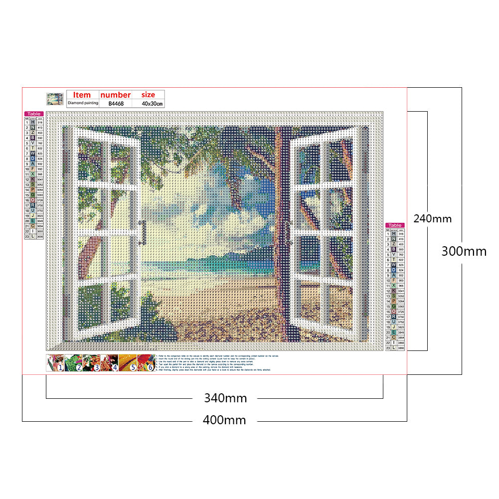 Beach Outside The Window - Full Round Drill Diamond Painting 40*30CM