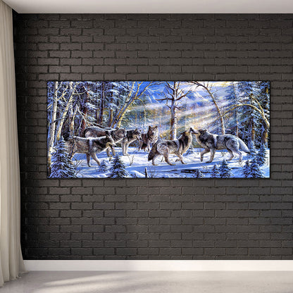 Wolf Pack - Full Round Drill Diamond Painting 80*40CM