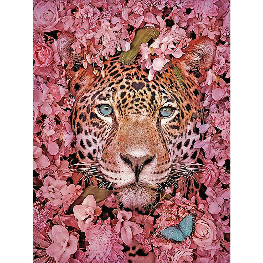 Cheetah And Flower - Full Round Drill Diamond Painting 30*40CM