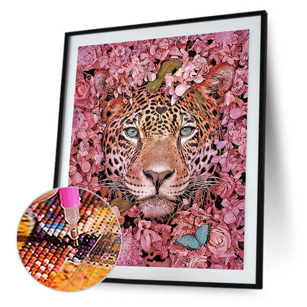 Cheetah And Flower - Full Round Drill Diamond Painting 30*40CM