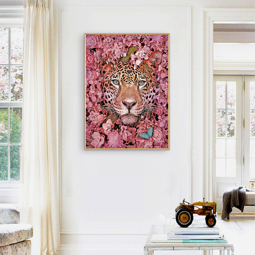 Cheetah And Flower - Full Round Drill Diamond Painting 30*40CM