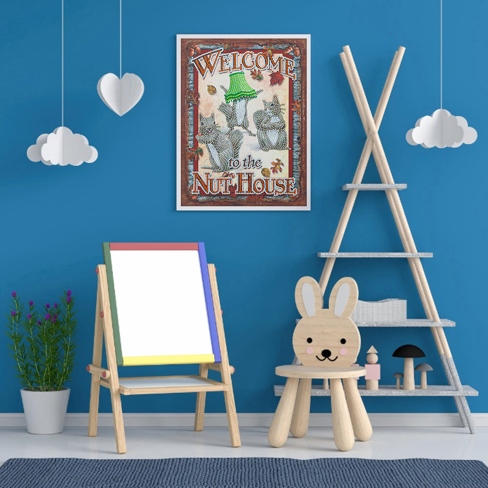 Squirrel Calligraphy - Special Shaped Drill Diamond Paiting 30*40CM